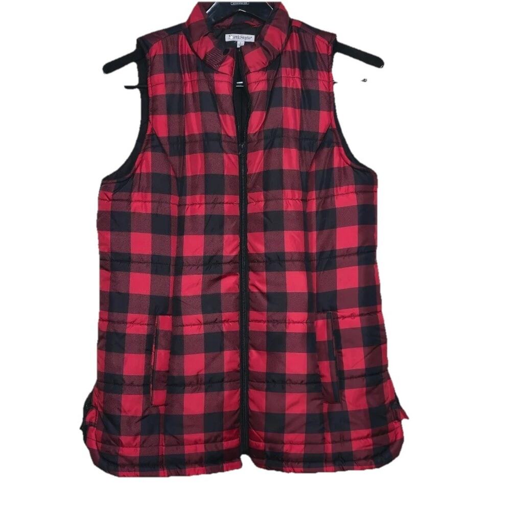 North‎ Style Woman's Buffalo Print Vest Sz L